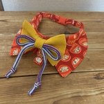 犬・猫の首輪　29～32　cocoちゃんリボンチョーカー　赤・だるまさん柄・縁起担ぎ・慶事・節分・お正月