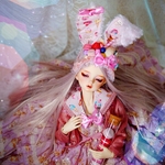 『sweet 🍬girl』🐰耳(ワイヤー入り)マカロンカチューシャ＆セーラーつけ襟 (60cmドール対応サイズ) SD SDGr 