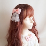 【送料無料】ヘアアクセサリー　リボンクリップ　量産型リボン　ブローチ　大きめ　ピンク　ツインテール　使い方　簡単　可愛い　ヘアアレンジ　昭和レトロ　ハロウィン　クリスマス　成人式