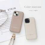 スマホケース カラー リアケース 【 Simple 名入れ 】 スマホショルダー くすみカラー パーツ付 JE03U