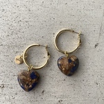 ピアス チタンピアス 金属アレルギー対応 フープピアス ハート ブラウン ラピスラズリ 結婚式 プレゼント ギフト 冬