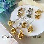 ☆再入荷【2pcs】ステンレスリングスタッドピアス　ゴールド