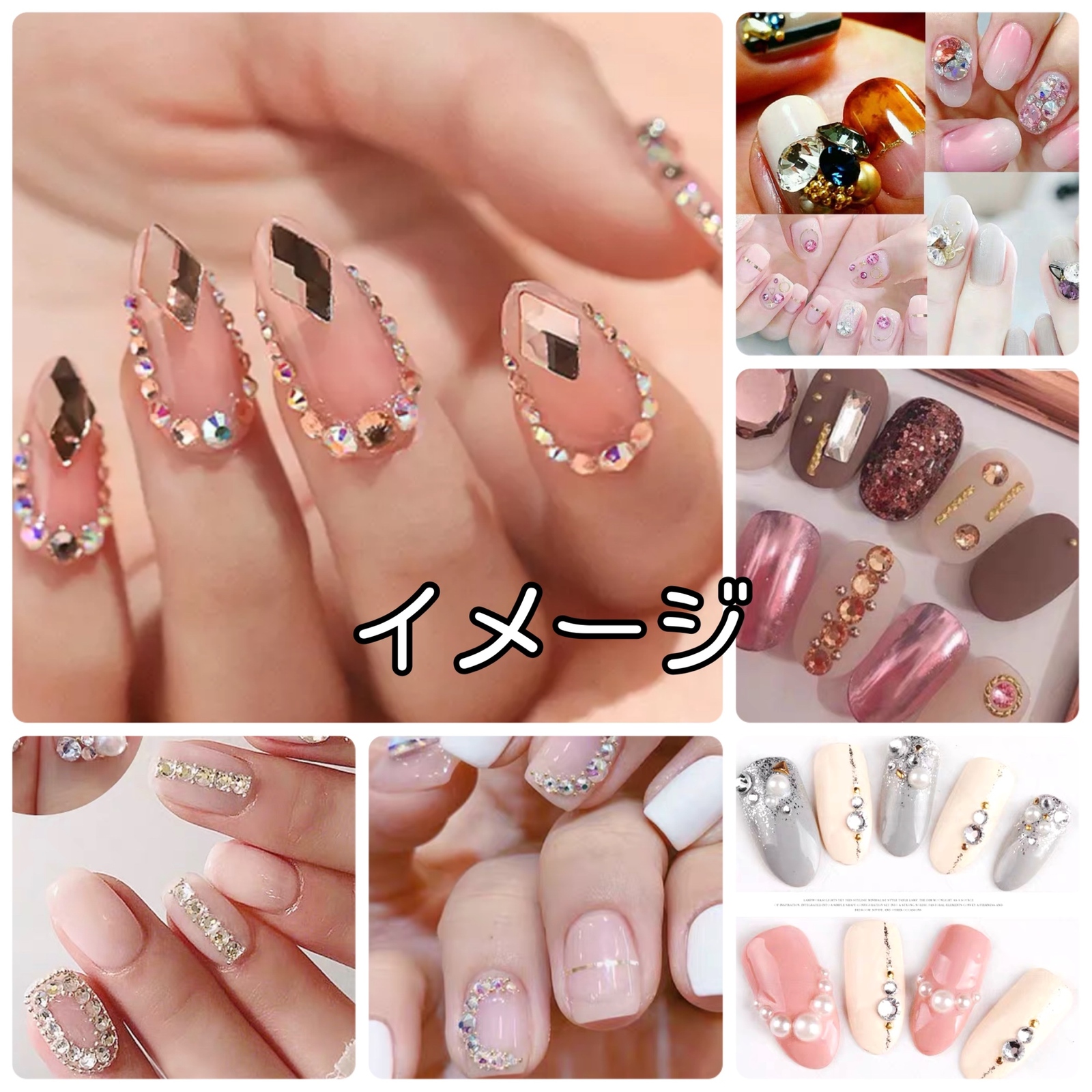 グレー【2mm3mm半々】 約2000粒 ラインストーン 高分子ストーン