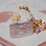 【4・ピーチリボン】コットンキャンディ風味♡ふんわりケーキ／バッグチャーム