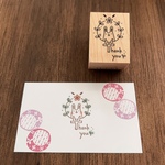Thank you持ったウサギ＊小花双葉ポチポチリース＊