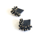  【Pearl】パール×フリンジビーズピアス/イヤリング【Black】