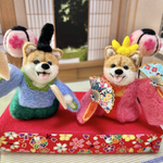 ひな祭り🎎踊る柴犬ちゃんのおひな様🪭(羊毛フェルト)