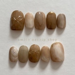 ꫛꫀꪝ   ribbon nail⋈ no.039【size order】冬ネイル  / シンプル / ブラウン / ニュアンス