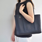 帆布ショルダートートバッグL＜ネイビー×グリーン＞