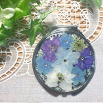 紫陽花と千鳥草のブルーミックスコンパクトミラー