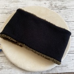 ネックウォーマー 真っ黒×カーキボア