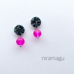 glitter cabochon＊neon pink