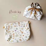 【送料無料】Milky rabbit×ブラウン裏地付き　お弁当袋　巾着袋　入園入学　入園入学オーダー会　シンプル　
