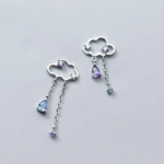 【MSP77】雨の日の楽しみ　美しい宝石の雨のピアス／Silver925　着けっぱなしOK　　アレルギー対応　ノンホール変更可能  　おしゃれ　ピアス 　イヤリング