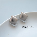 【ピアス】ひし形ピアス　シルバーピアス　ライン加工　アクセサリーパーツ