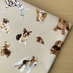 50*50【オックス】ワンコがいっぱい／ベージュ《 生地 オックス生地 コットン 綿 犬 ダックス チワワ 柴犬 プードル テリア パグ フレブル ダルメシアンCOTTONCANDY 中厚手 》