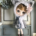 2373 ブライスさんのグレー猫さんになれるワンピースコーデ　Blythe ブライス アウトフィット 洋服