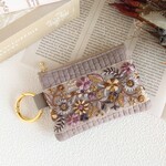 インド刺繍リボンとヌビのミニポーチ　アーモンド a