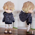 紺色ツイード風パーカーとパンツパンツセット（ねんどろいどどーるオビツ11ボディ共有サイ