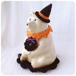 ハロウィン＊とんがり帽子とつけ襟のセット＊しろくま貯金箱＊シロクマ貯金箱＊着せ替え