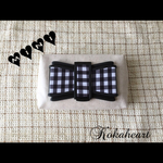 ☆再再・・販☆mini☆ウェットティッシュケース☆生成り☆チェック☆リボンビタット