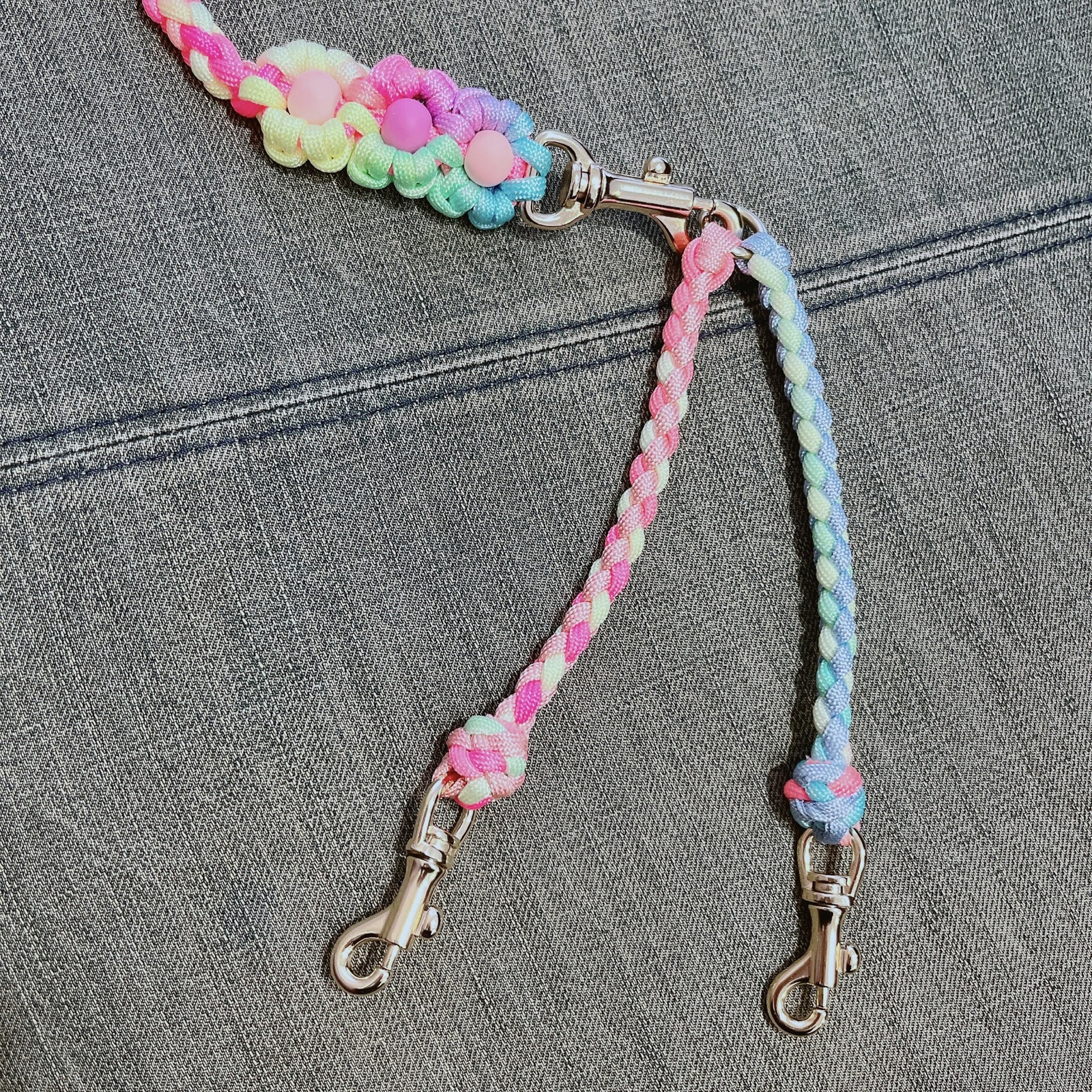 ダブルリード♡首輪とハーネスを繋ぎます☆パラコード