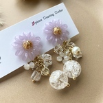 天然石のflowerピアス [ｸﾗｯｸ水晶]