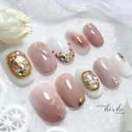 flower french × flower bijou nail tips ネイルチップ ピンクネイル 大人可愛いネイル ちゅるんネイル フラワーフレンチ フレンチガーリー