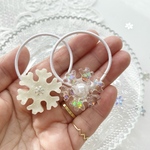 キッズ レジン 雪の結晶 Crystal of snow ヘアゴム  2本セット (mini) white