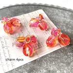 【NEW】4pcs★charm・triple beads  red orange（ビーズチャーム）