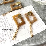 【NEW】4pcs★ charm・rectangle khaki（チェーンチャーム）
