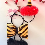節分👹ペット用カチューシャ&チョーカーセット👹赤鬼 👹安全首輪タイプ🎀  寅🐯虎柄🐅 鬼👹