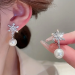 （シルバーメッキ）スノーフレークパールピアス