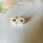 オーロラクリスタル&パールのピアス❤︎