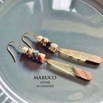 【御売約1/07★クーヘン様】　　　P390-389インペリアルジャスパー+WOOD DROP*天然石ピアス　stainless *送料無料*　イヤリング＆樹脂ピアス交換OK　