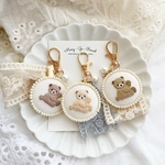 【受注】 テディベアの刺繍バッグチャーム 
