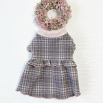 【犬服セミオーダー】パピー犬服小型犬服ロング犬服中型犬服 スコットチェックピンク冬服犬服ワンピース
