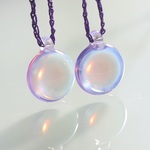２個ペアセット：Lavender Amethyst Cabochon：波動玉®（クラウンチャクラ）【現品一点物・超レアガラス使用・特別価格】