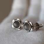 グレームーンストーン９　S925お花のリング❀