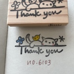 スタンプ　No. 6103 thank you 猫と小鳥