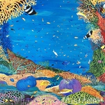 『青の庭園』　アクリル絵画　原画