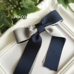 ＊T様　ご依頼品＊大人可愛い♡バイカラー垂れリボンバレッタ[NB×GN]