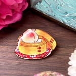 Peach bun brooch｜桃饅頭ブローチ〔天心〕