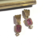 1023 90s VINTAGE EARRING ピンクビジューヴィンテージ　イヤリング　アンティーク  クラシカル　花　フラワー　大ぶり　クリップ　ナチュラル　カジュアルビーズ　ビジュー