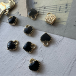 miniminエナメルハートチャーム　ブラック　*10pcs(no.40103）
