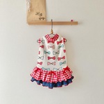 大きなリボン柄のワンピ　(レッド)　犬服(送料込み価格)