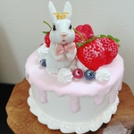 1/7まで　現品発送　推しケーキ　ピンク　クレイケーキ　さくらんぼ　韓国風　センイルケーキ