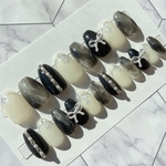 351.（全サイズ現品販売）モノトーンニュアンスネイルチップ