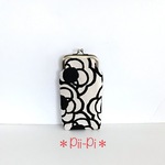 北欧くるくるフラワー(生成地)＊がま口メガネケース