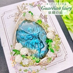 オーダーメイド作品【Guardian fairy-妖精の庭-】ラブラドライト☆妖精カービング☆ペンダントトップ